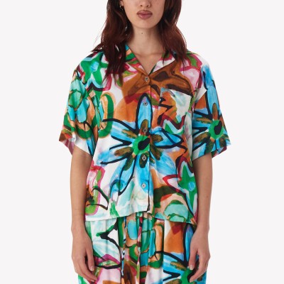 OBEY marker drawn flower shirt