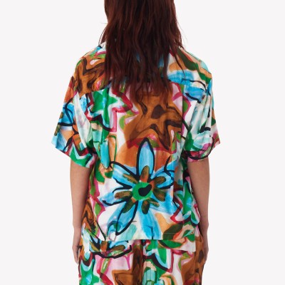OBEY marker drawn flower shirt 2