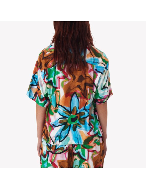OBEY marker drawn flower shirt
