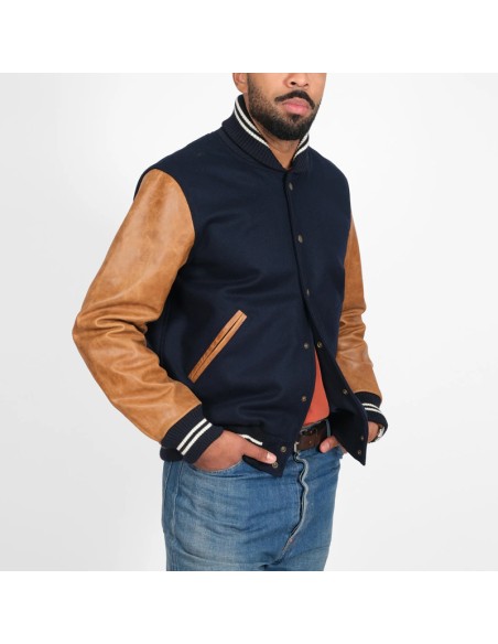 Dehen1920 Varsity jacket Navy/rust