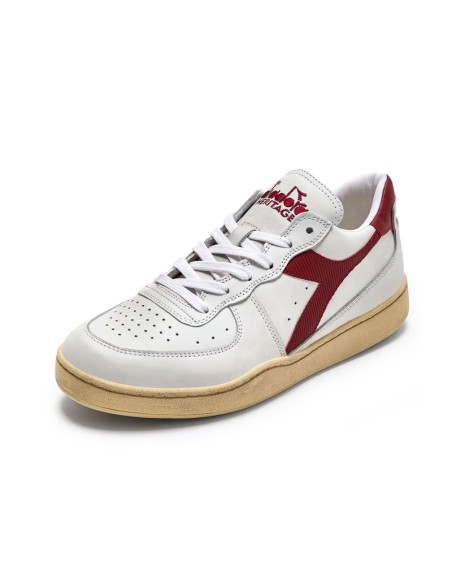 Diadora Mi Basket Used Low Blanc/Rouge Grenat