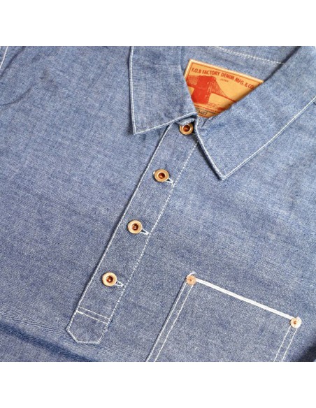 F.O.B F3487 Chambray P/O Shirt