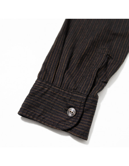 F.O.B F3511 Vintage Stripe Band Collar Shirt