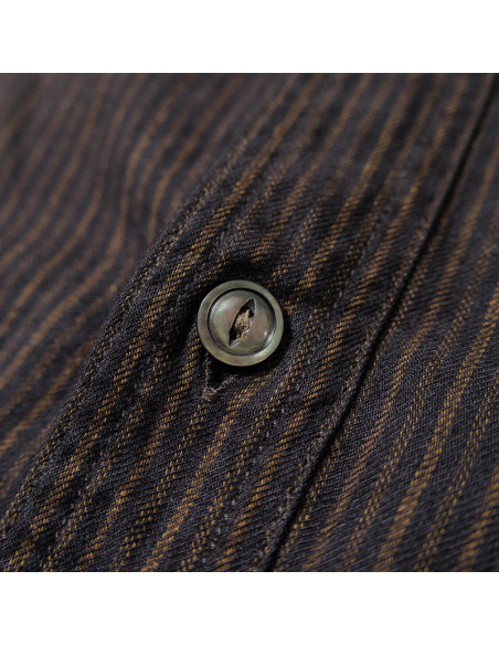 F.O.B F3511 Vintage Stripe Band Collar Shirt