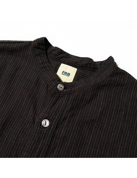 F.O.B F3511 Vintage Stripe Band Collar Shirt