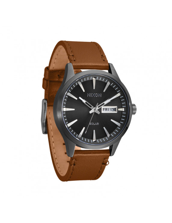 Nixon Sentry Solar Leather Gunmetal
