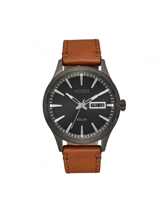 Nixon Sentry Solar Leather Gunmetal