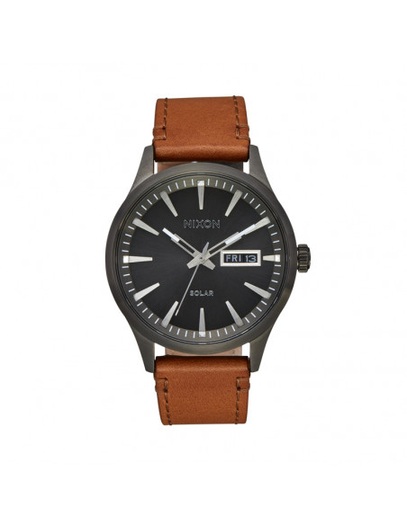 Nixon Sentry Solar Leather Gunmetal