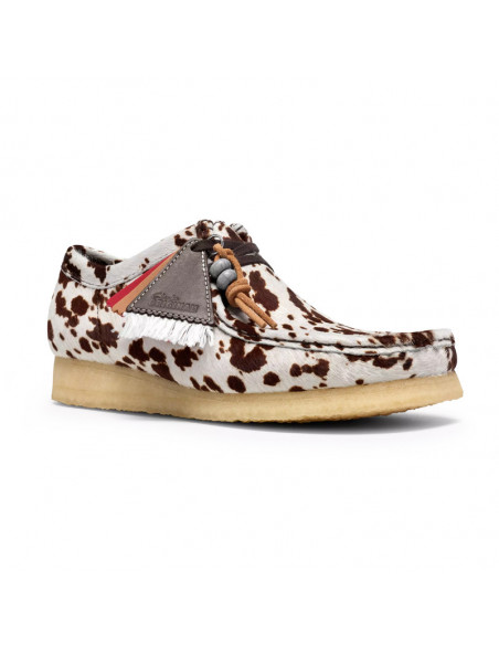 Clarks Wallabee Brown Cow Print