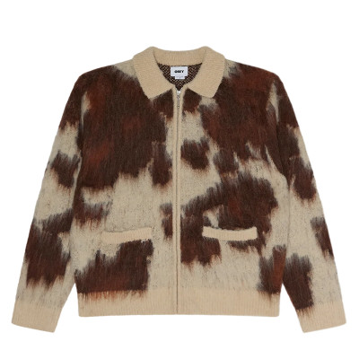 Obey Cow Pattern Zip Sweater