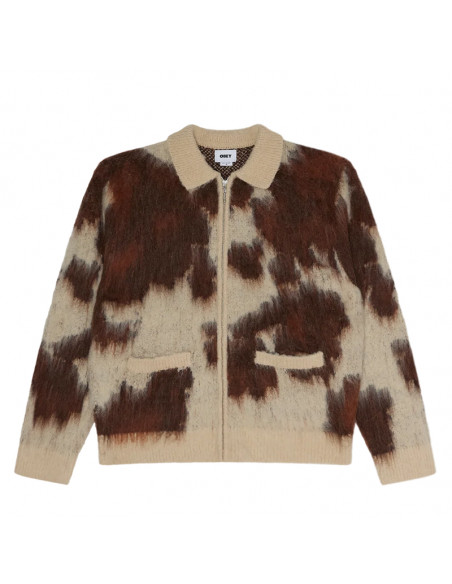 Obey Cow Pattern Zip Sweater
