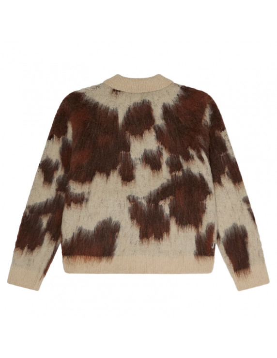 Obey Cow Pattern Zip Sweater