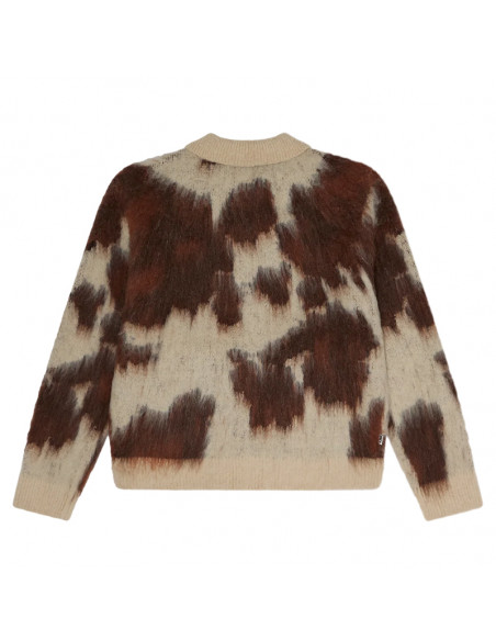 Obey Cow Pattern Zip Sweater